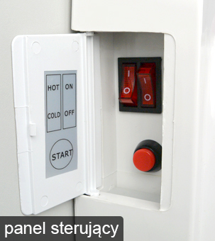 panel sterujący suszarki do rąk pozwalający ustawić zimny lub ciepły nadmuch (uruchomienie grzałki) oraz włączać i wyłączać urządzenie